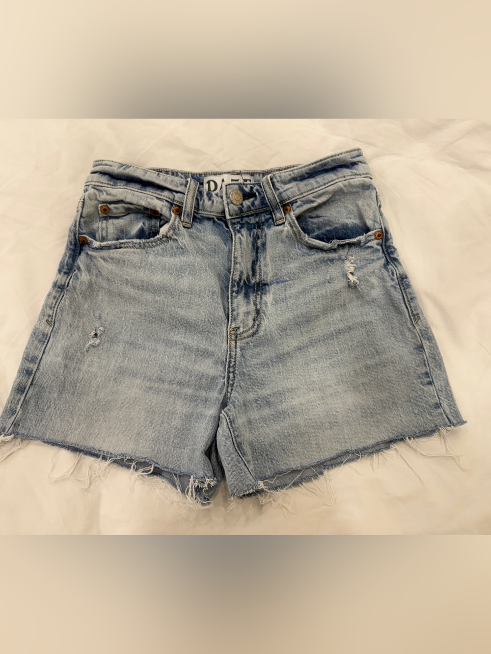DAZE Distressed Cutoffs - High Rise 3.5” Inseam